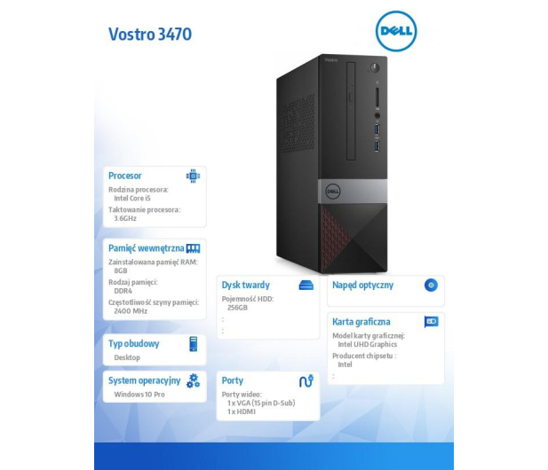 DELL Vostro 3470 i5-9400/8GB/256GB HDD/Intel UHD Graphics/W10P Czarny - 517272 - zdjęcie 3